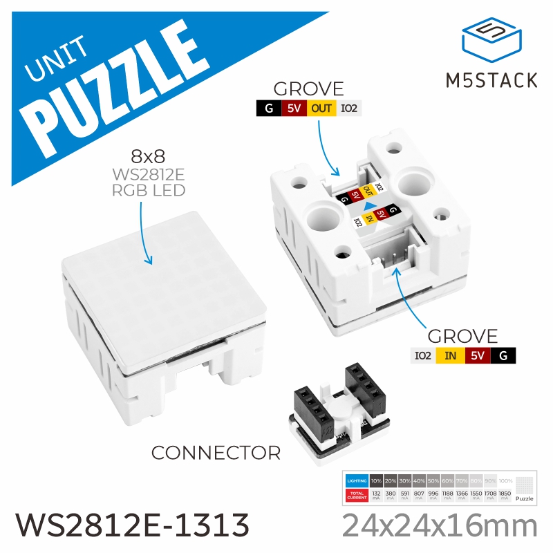 M5Stack Core2 - M5Stack-Unité de Puzzle Officielle, Matrice LED