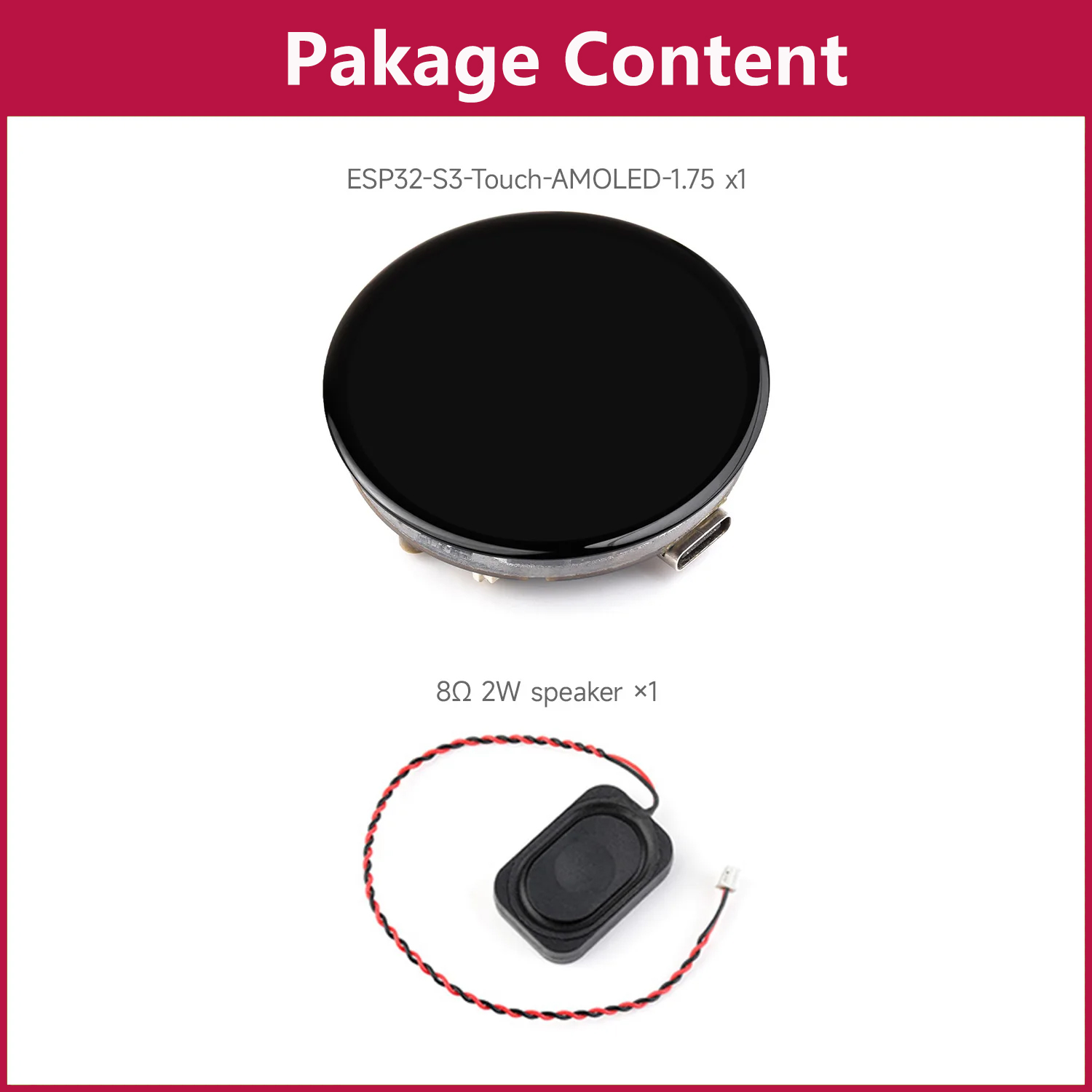 Lolin S3 - Waveshare ESP32-S3, carte d'affichage tactile AMOLED